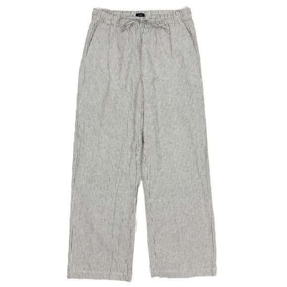 J.CREW Linen-Blend Slim Wide-Leg Drawstring Pant 6 Striped White Pull-On NWT B25 - Picture 2 of 6